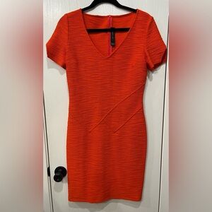 St John red orange wool tweed sheath dress size 4 small soft chic workwear